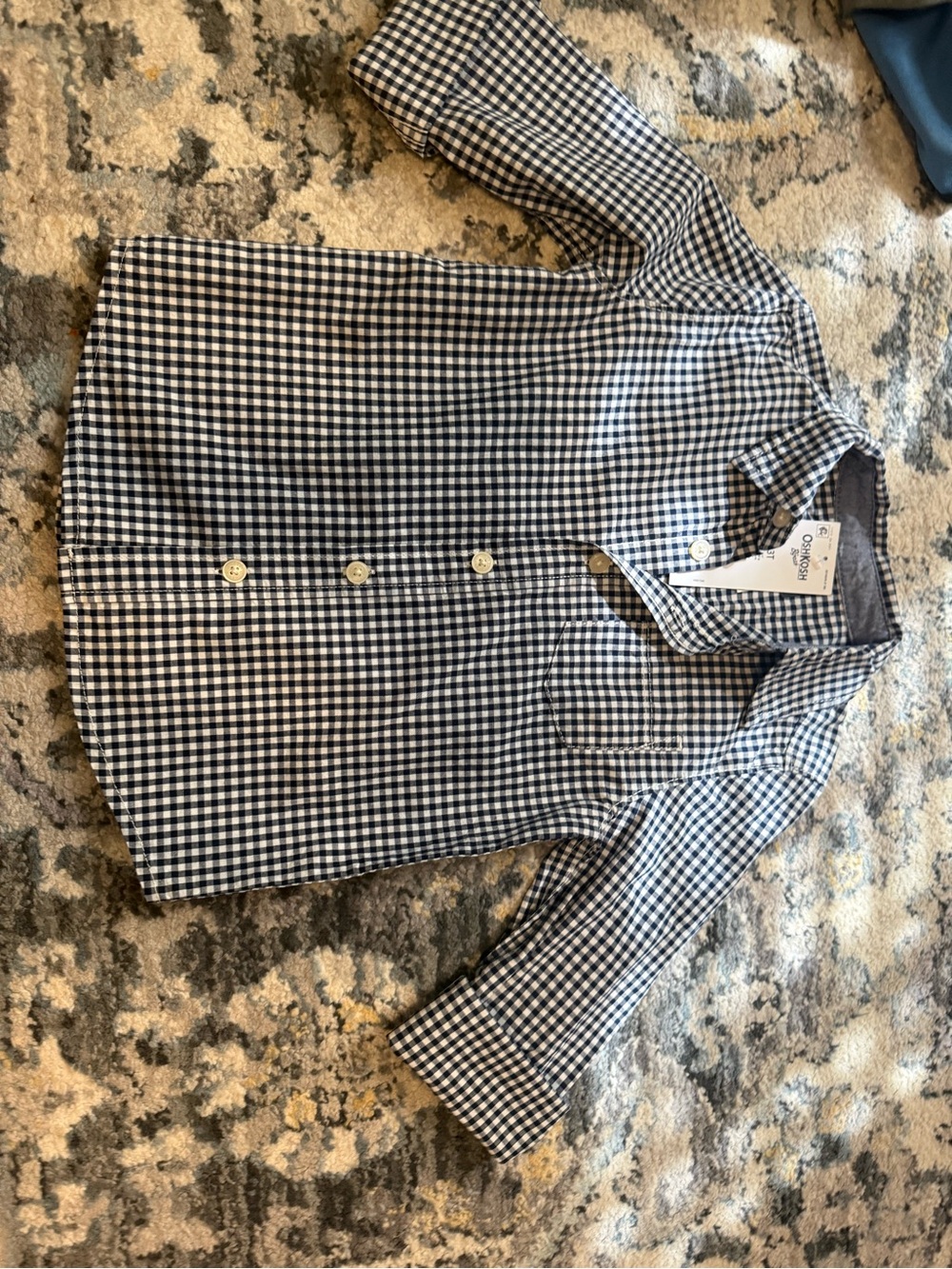 OshKosh B'gosh Navy & White Gingham Button-Down Shirt